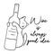 Cat an wine illustration. Wine is always good idea