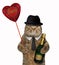 Cat with wine and a ruby heart