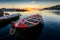 Catalan boats of Collioure at sunrise in France