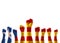 Catalan separatism concept with Senyera estelada Eastern Catalan lone star flag on people`s hand fists isolated on white