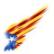 Catalonia flag on Abstract wing with white background.