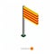 Catalonia Flag on Flagpole in Isometric dimension