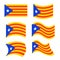 Catalonia flag set. Estelada Blava banner ribbon. Symbol