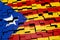 Catalonia independence flag background formed from digital mosaic tiles, 3D rendering