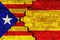 Catalonia independence movement versus Spain central government. Symbolic for political crisis between Spain and Catalonia