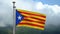 Catalonia independent flag waving in the wind. Close up Catalan estelada banner