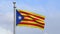 Catalonia independent flag waving in wind. Close up Catalan estelada banner
