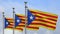 Catalonia independent flag waving in wind. Close up Catalan estelada banner