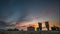 Catalonia, Spain. Spring Sunset Sky Above Spanish Countryside Rural Wheat Field Landscape. Lonely Barn Farm Building