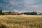 Catalonia, Spain. Sunny Spring Sky Above Spanish Countryside Rur