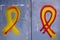 Catalonia yellow ribbon tie sign