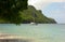 A catamaran anchored in the windward islands