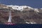 Catamaran boat in Santorini