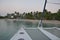 Catamaran on the Caribbean beach in the moonlight