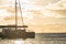 Catamaran docked on Waikiki Beach in Honolulu, Hawaii