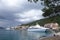 Catamaran moored in Polace village on Mljet Island