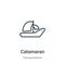 Catamaran outline vector icon. Thin line black catamaran icon, flat vector simple element illustration from editable