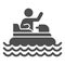 Catamaran with person solid icon, Amusement park concept, beach boat with pedals sign on white background, Rafting