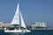 Catamaran Tour Boat Along Palm Beach in Aruba