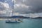 Catamarans at anchor, Sandy Cay, BVI