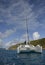 Catamarans anchored in The Bight, Norman Island, BVI