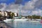 Catamarans and boats in a bay. Grand Bay (Grand Baie). Mauritius