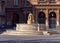 Catania. Catania. The old fountain dolphins in the square in front of the opera.