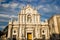 Catania cathedral facade, baroque church front view and architecture