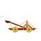 Catapult. Ancient weapons for the siege of the fortress. Wooden medieval artillery ballista.