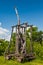 Catapult, restored model of ancient ballistic weapon, medieval siege engine