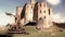 Catapult Wall Destruction Debris Castle Smoke Medieval 3D Renderings Animations