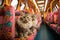 Catastrophe Express: Get ready for a hilarious train ride with cat conductors wearing tiny conductor hats, fish shaped ticket