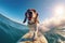 Catch the Wave: Adorable Beagle Dog Masters Surfing with Shades - Generative AI