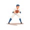 Catcher Waiting for Ball, Baseball Player Character in Uniform Vector Illustration