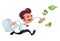 Catching money businessman illustration cartoon character