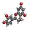 Catechin herbal antioxidant molecule. 3D rendering. Atoms are represented as spheres with conventional color coding: hydrogen