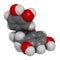 Catechin herbal antioxidant molecule. 3D rendering. Atoms are represented as spheres with conventional color coding: hydrogen