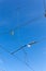 catenary of train under blue sky