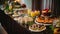 Catering buffet with different food snacks and desserts. Celebration concept, Catering banquet and food decoration in the