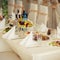 catering table set service with silverware