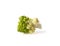 Caterpillar crawling on Roman cauliflower. Roman cauliflower close up. Fractal texture of romanesco broccoli. Roman cauliflower wi