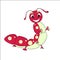 Caterpillar cute sketch. Cartoons funny red green object isolated design element stock