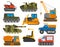 Caterpillar equipment tractor vector set.