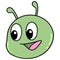 Caterpillar head emoticon with happy smiling face, doodle icon image