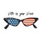 Cateye sunglass with american flag with hand writting