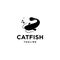 Catfish logo vector icon illustration with moustache and bubble