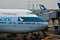 Cathay Pacific 747 jumbo jet parked at Hong Kong airport