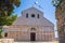 Cathedral of the Assumption of the Blessed Virgin Mary. Walkway next to church in Rab town on Rab island, Croatia