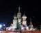 Cathedral of Basil Blessed and Moscow Kremlin at night