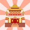 Cathedral chinese church temple traditional building landmark tourism vector illustration